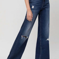 Ocean View Distressed Wide-Leg Jean