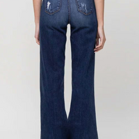 Ocean View Distressed Wide-Leg Jean
