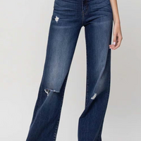 Ocean View Distressed Wide-Leg Jean
