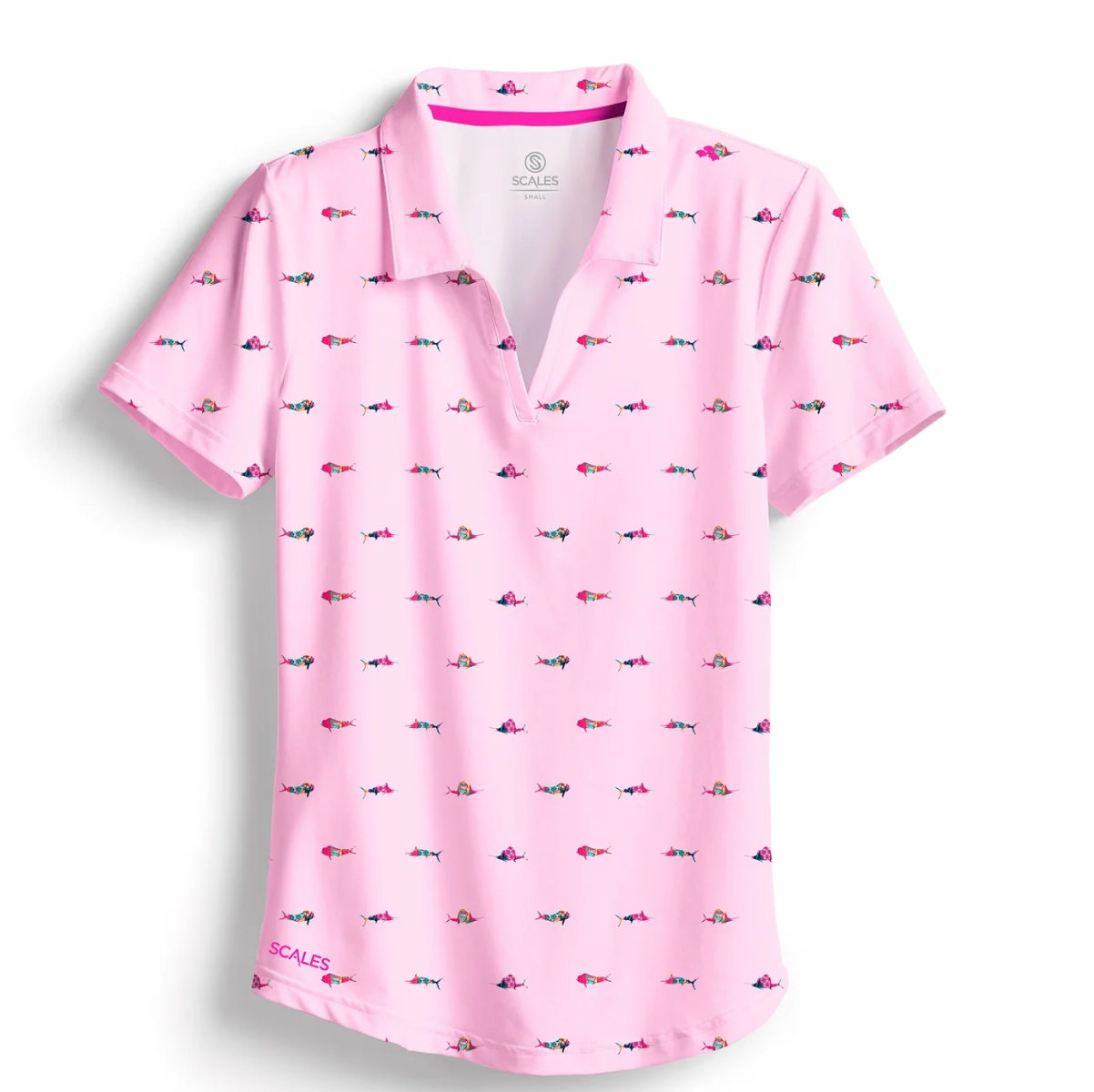 Scales Women's Polo, Trippy Fish BlueWater Cowboy Mercantile