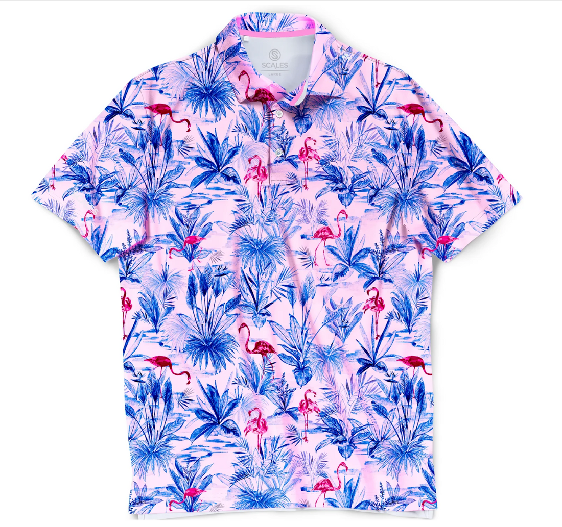 Scales - Men's Golf Polo, Flamingo