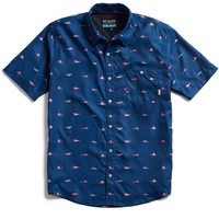 Scales - Men's Short Sleeve Tech Button Down Shirt, Trippy Fish