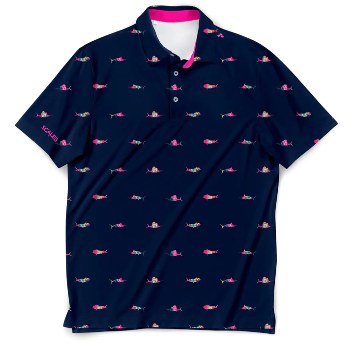 Scales - Men's Golf Polo, Trippy Fish
