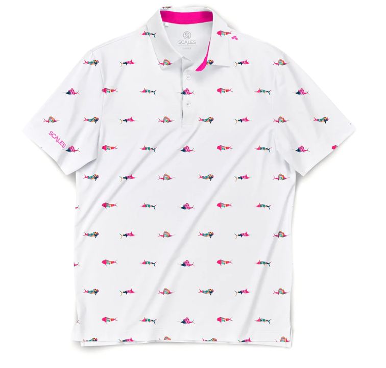 Scales - Men's Golf Polo, Trippy Fish