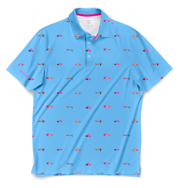 Scales - Men's Golf Polo, Trippy Fish