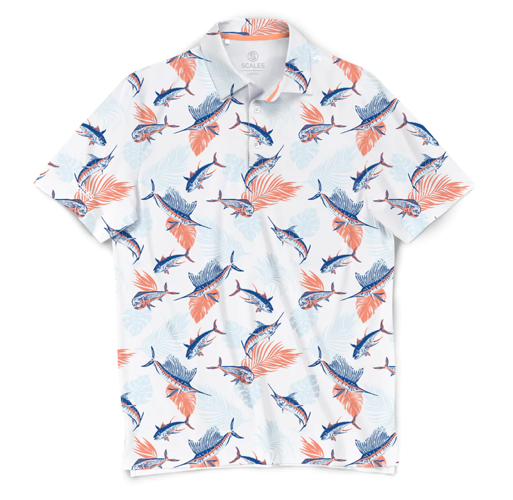 Scales - Men's Golf Polo, Tropical Slam