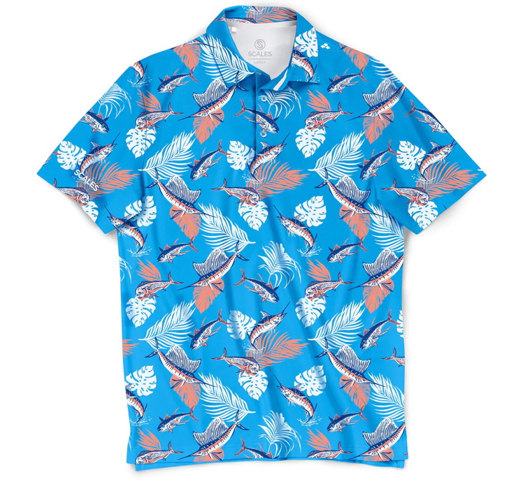 Scales - Men's Golf Polo, Tropical Slam
