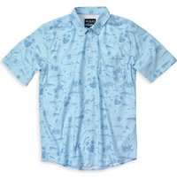Scales - Men's Short Sleeve Tech Button Down Shirt, Never A Tourist