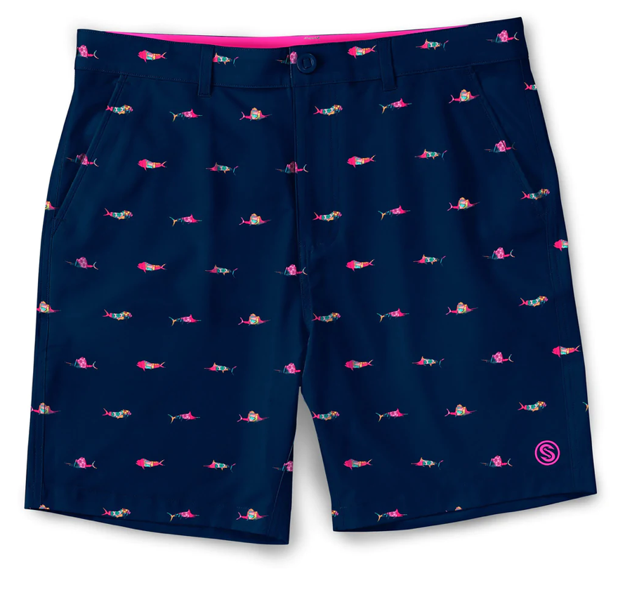 Scales - Men's Printed Walkshorts, Trippy Fish
