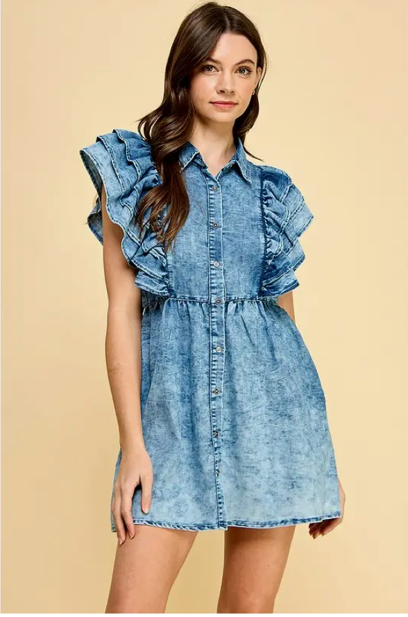Denim Ruffle Dress