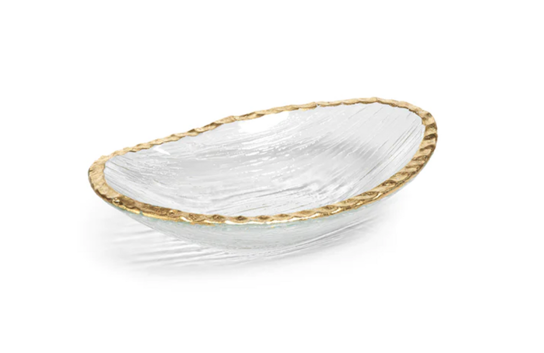 Textured Bowl with Gold Rim
