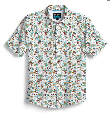 Scales - Men's Performance Button Down Shirt, Flower Strike