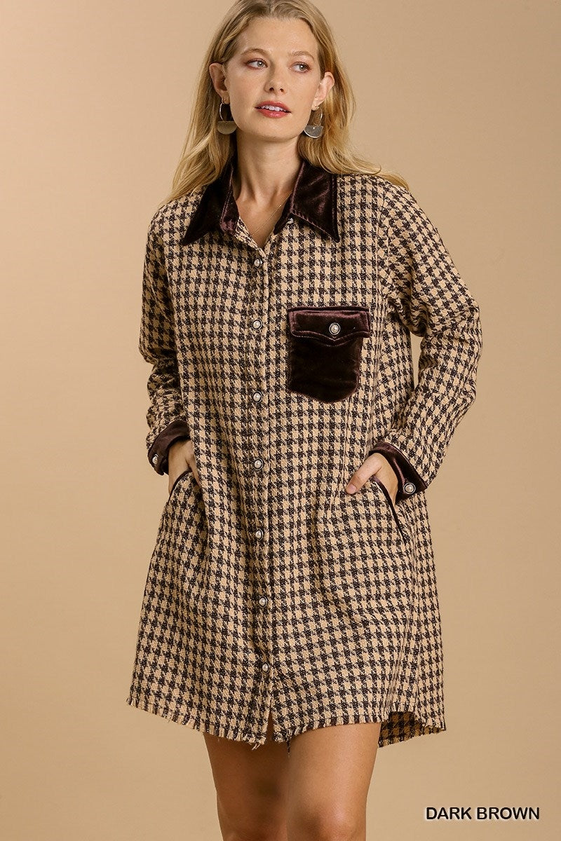 Tweed Pearl Button Down Dress